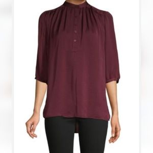 REBECCA MINKOFF | Fleur Mandarin Half Sleeve Quarter Button Blouse Size Large